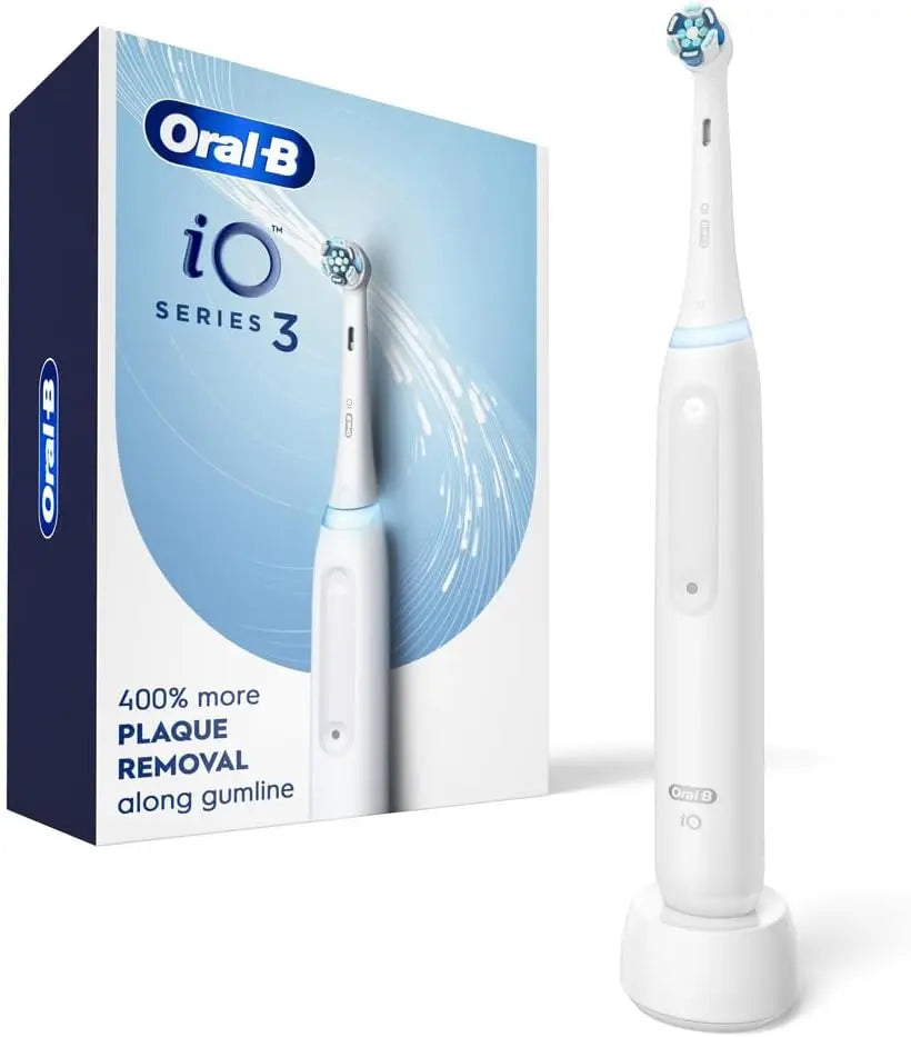 Oral-B Rechargeable Electric Toothbrush - iO3 Clean & Protect, 3 Cleaning Modes, Visible Pressure Sensor, White