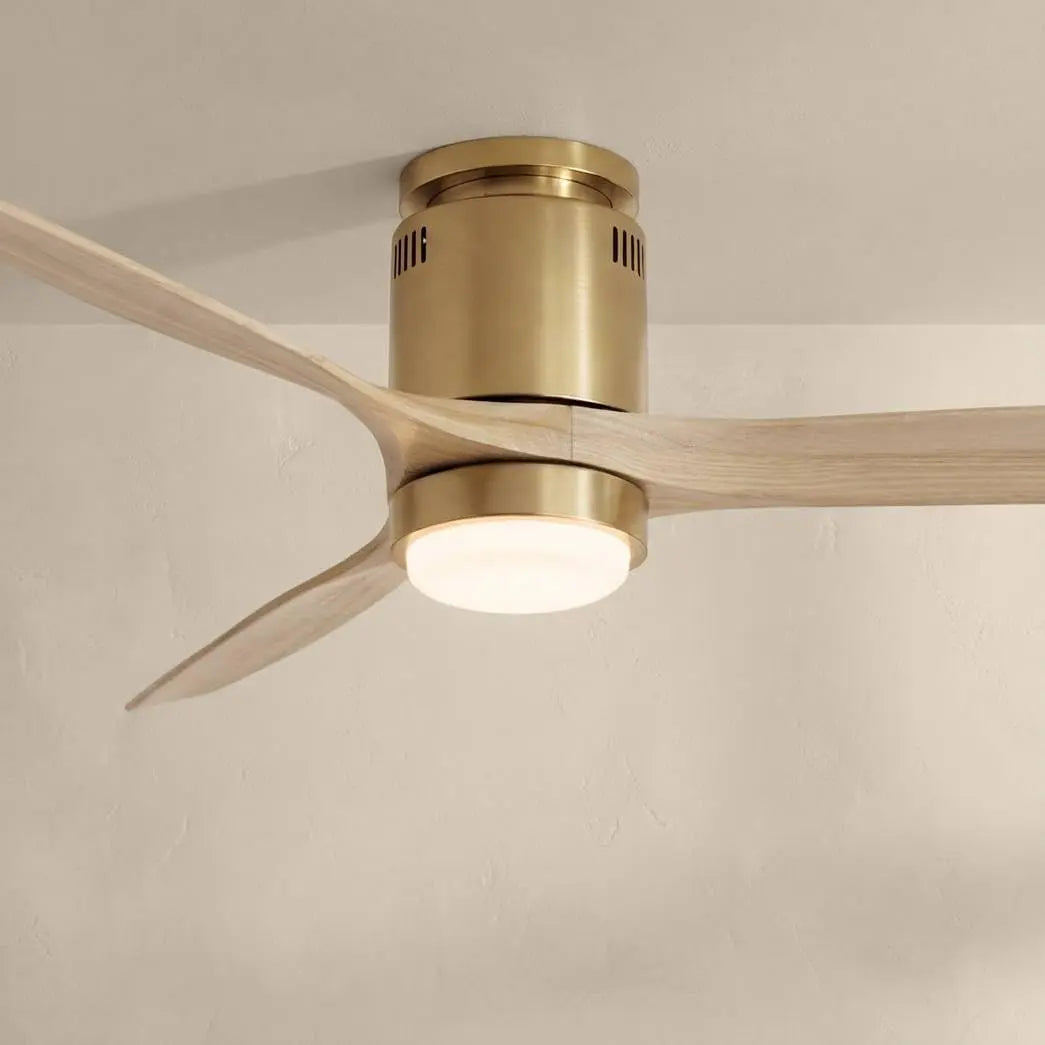 52 Inch Windspun Soft Brass DC Hugger Indoor Ceiling Fan with LED Light Remote