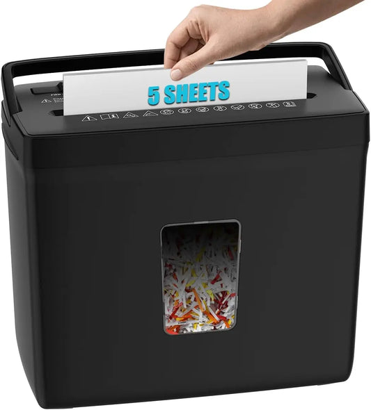 Woolsche Paper Shredder for Home - 5 Sheet Desktop Cross Cut with 2.38-Gallon Basket Shredder, P-4 Security Level, 4-Mode Design, Durable