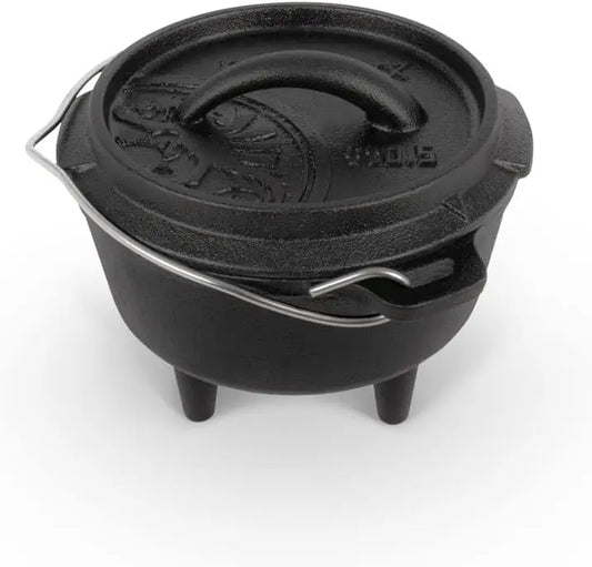 Petromax Cast Iron Dutch Oven for Cooking or Baking Outdoors Over a Campfire or in the Home Kitchen - Pre-Seasoned Cookware Conducts Heat Evenly