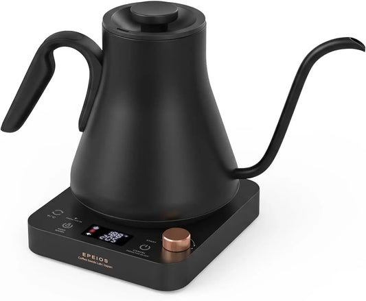 Epeios Gooseneck Electric Kettle ±1°F Temperature Control - 1200W, 0.9L, Black