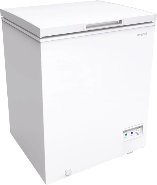 Avanti 5.0 Cu. Ft. Garage Ready Chest Freezer with Removable Storage Basket - External Temperature Control, Manual Defrost, Power Indicator Light