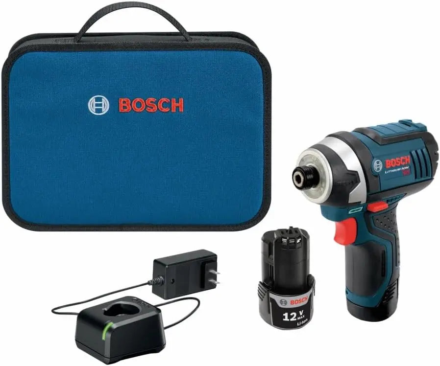 BOSCH PS41-2A 12V Max 1/4-Inch Hex Impact Driver Kit with 2 Batteries - Charger and Case, Blue