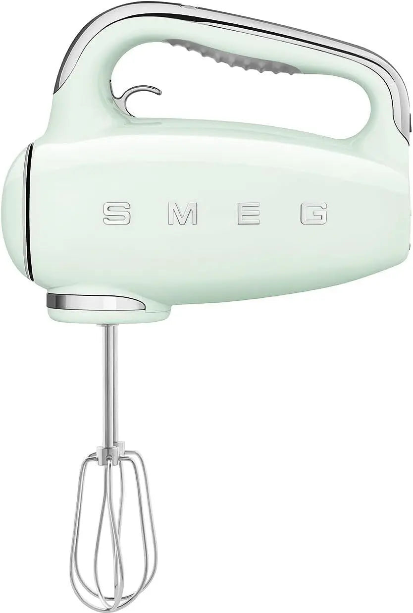 SMEG HMF01 9-Speed Retro Hand Mixer - 220W Motor, Smooth Start, Turbo Function, LED Timer Display, Stainless Steel Whisks, Beaters & Dough Hooks