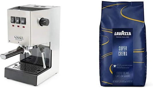 Gaggia - RI9380/46 Classic Evo Pro Espresso Machine and Lavazza Super Crema Whole Bean Coffee Blend