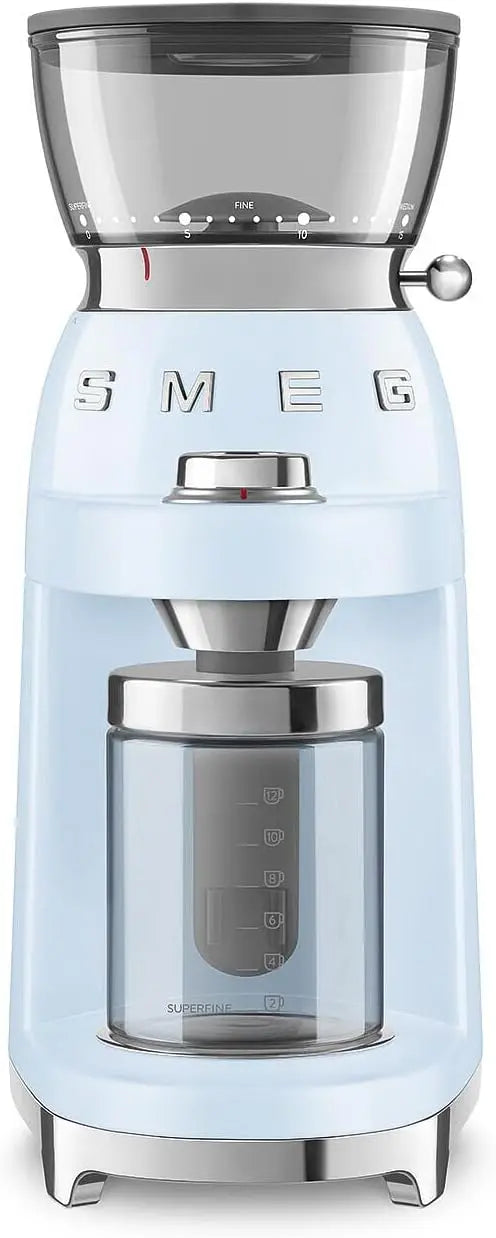 SMEG CGF03 Burr Coffee Grinder - Electric Conical Burr Grinder with 15 Grind Settings, 8 Presets, 240g Bean Hopper, Espresso, 50's Retro Style