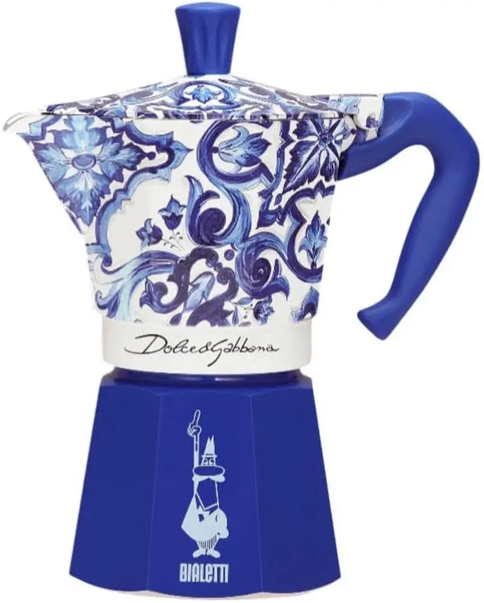 Bialetti Dolce & Gabbana Mocha Express Blue Mediterraneo for 6 Cups - Direct Fire, Coffee Maker, Espresso Makinetta