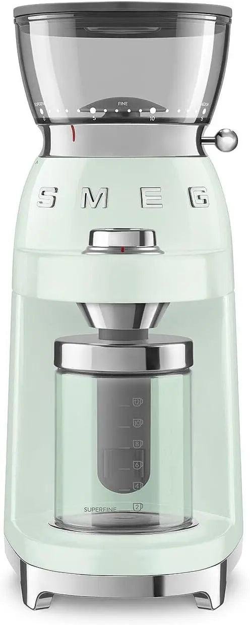 SMEG CGF03 Burr Coffee Grinder - Electric Conical Burr Grinder with 15 Grind Settings, 8 Presets, 240g Bean Hopper, Espresso, 50's Retro Style