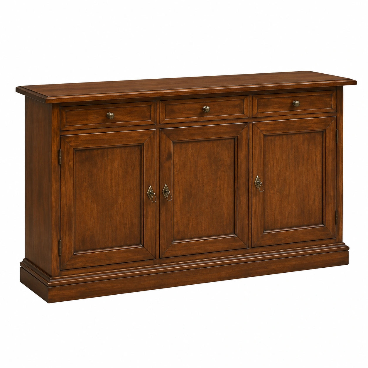 Credenza Arte Povera con Porte e Cassetti in Noce Scuro