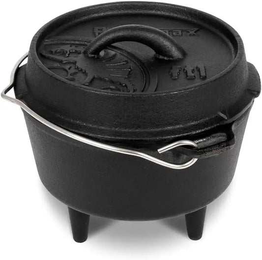 Petromax Cast Iron Dutch Oven for Cooking or Baking Outdoors Over a Campfire or in the Home Kitchen - Pre-Seasoned Cookware Conducts Heat Evenly