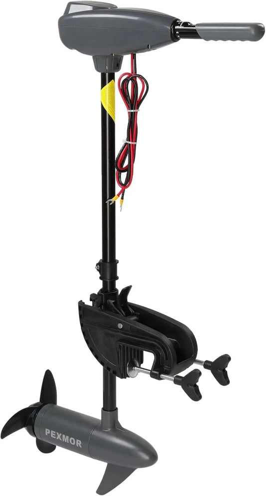 PEXMOR 8 Speed Electric Trolling Motor - Electric Outboard Boat Motor w/Adjustable Handle & LED Indicator, Transom Mounted for Saltwater, Kayak