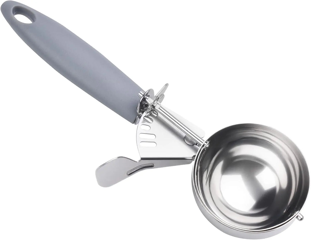 JUNADAEL J 4 OZ Scoop - Large Ice Cream Scoop With Trigger, Disher, Size #8, 1/2 Cup, Cookie Scoop, Muffin Scoop, Cupcake Scoop, Gray Handle, Cupcake