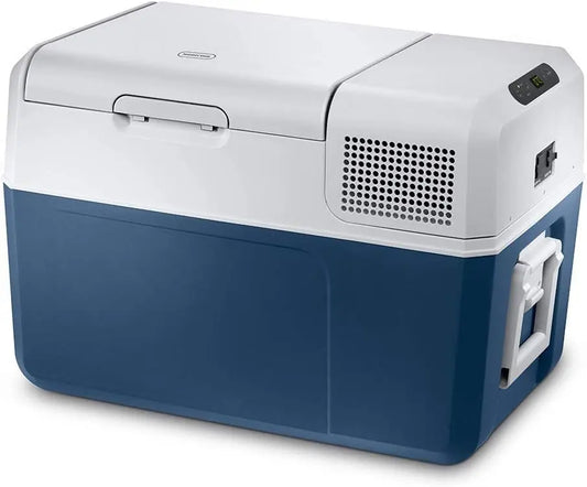 Mobicool MCF60-58 l Compressor Cooler - Blue/Gray, Cool Box 12/24 V DC / 100-240 V AC, Mini Fridge for Car, Truck, Boat, Motorhome and Power Socket