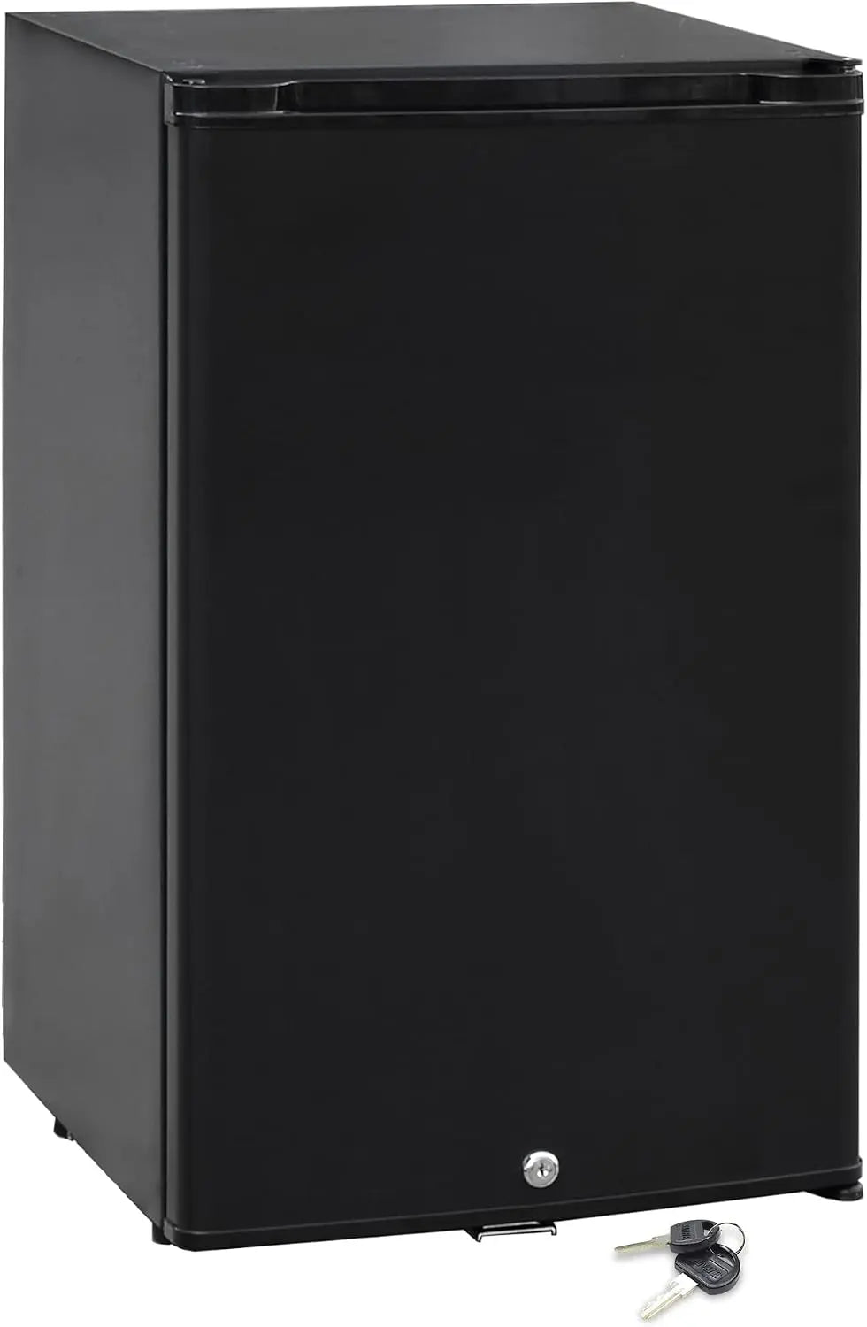 12 Volt RV Fridge With Lock and Key - 1.76 Cu. Ft. Small Silent Lockable Upright Mini Refrigerator for Semi Truck, Black