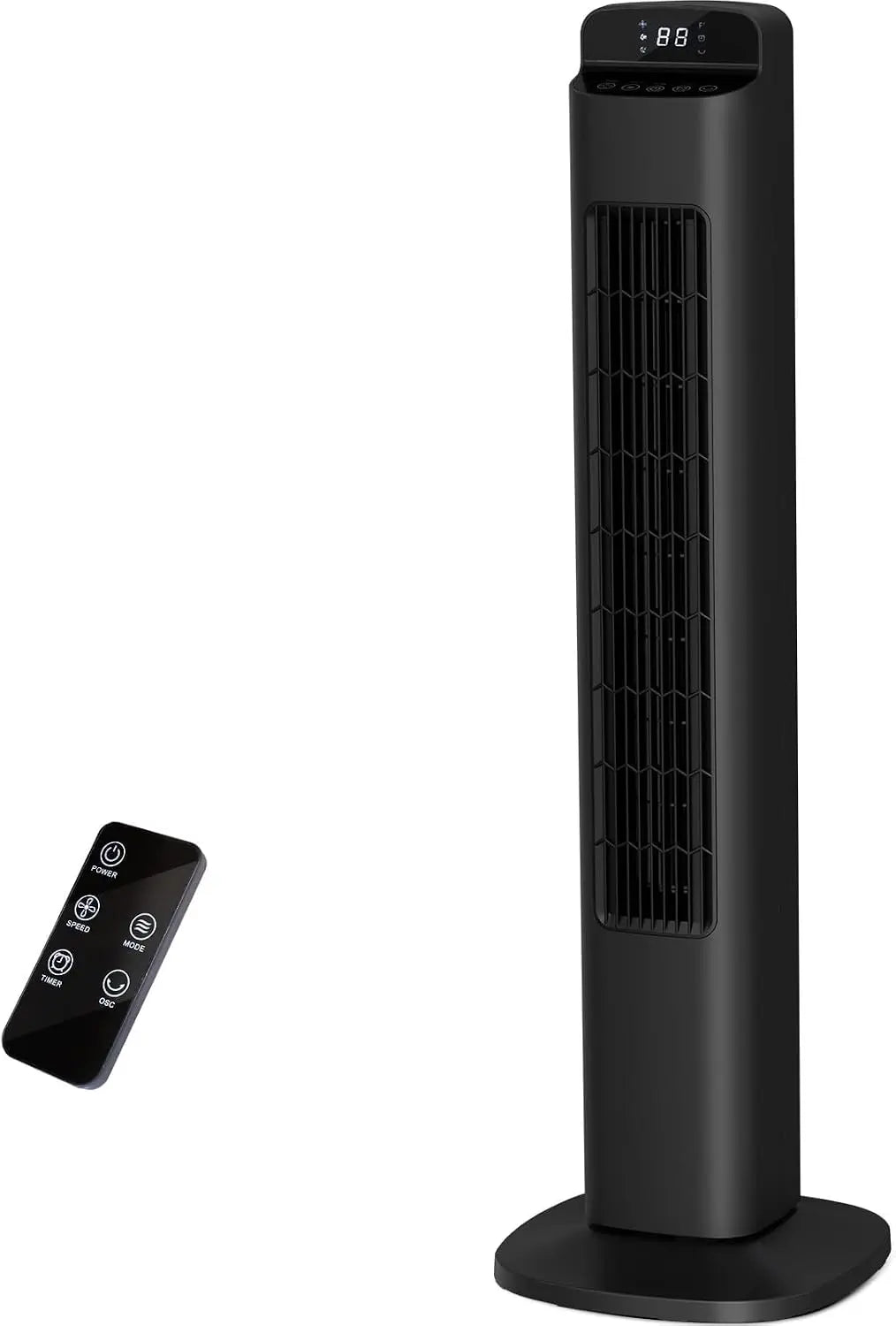 Antarctic Star Portable Bladeless Tower Fan - 80° Oscillating Design, Remote Control Included, 5 Speeds & 3 Modes, Black