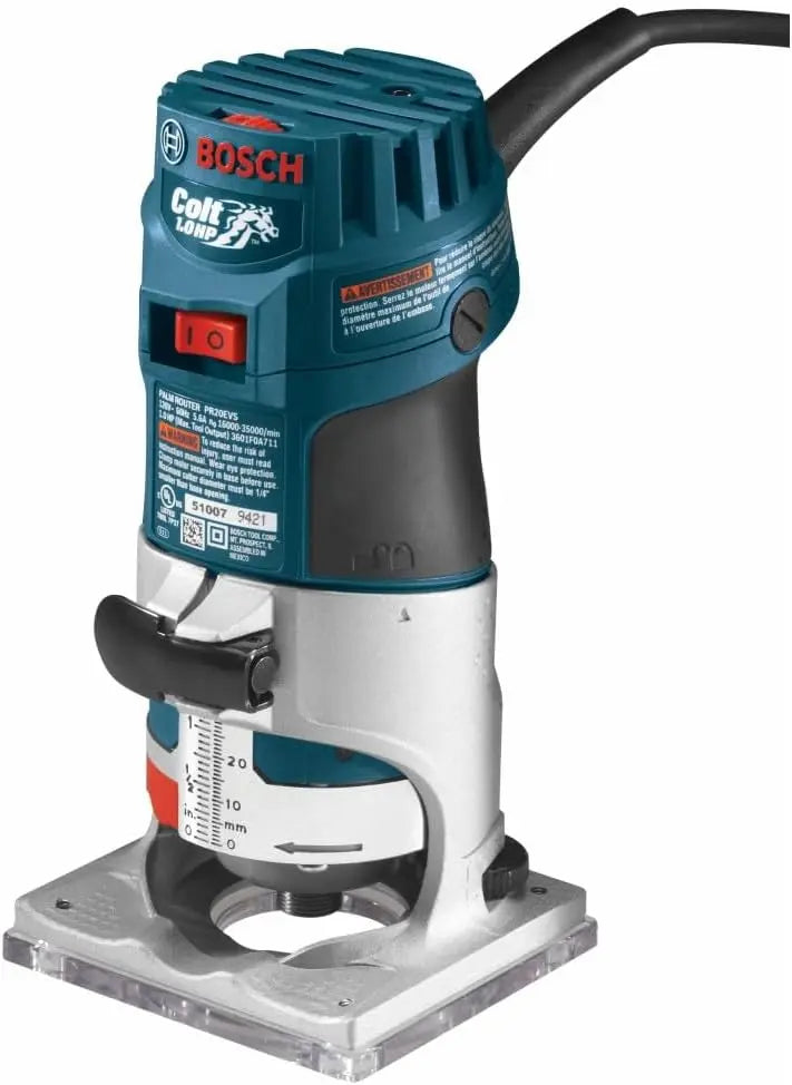 BOSCH PR20EVS Colt 1.0 HP Variable-Speed Palm Router - Quick-Clamp System