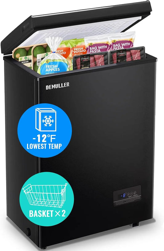 Mini Chest Freezer Compact Deep Freezing Machine with Electronic Temperature Control - Accurate to 1 ℉