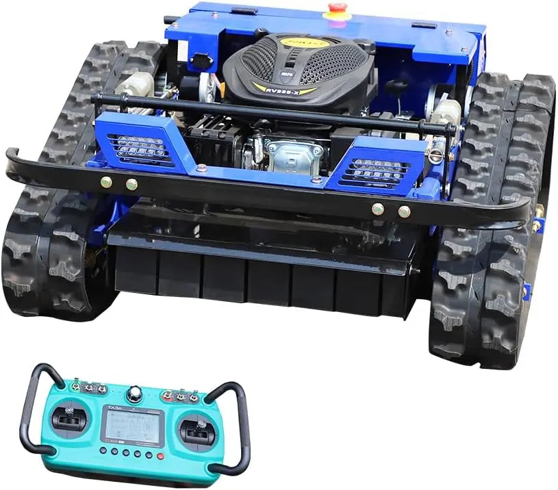 Remote Control Lawn Mower - 700m Range, Hybrid Gas-Electric Power, Track Design, All-Terrain, Adjustable Cutting Height, 0.79-5.9 Inch