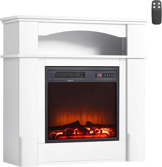 VEVOR 33 Inch Freestanding Fireplaces - 1500W 5120BTU Fake Electric Fireplace Stove Heater with Mantel, Overheating Protection, Adjustable Flames