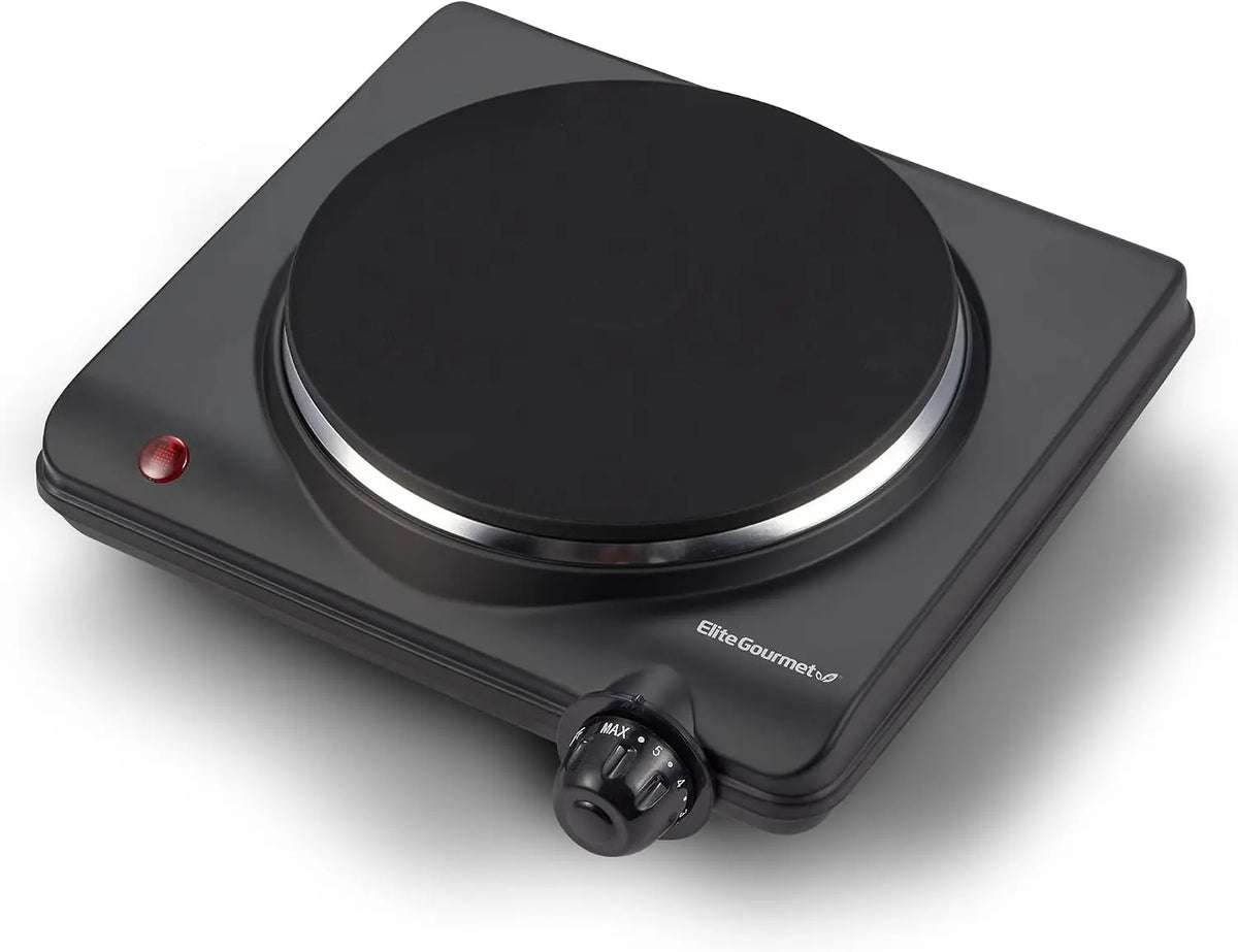 Elite Gourmet Electric Burner - 1000W Cast Iron Hot Plate, 7 Heat Settings