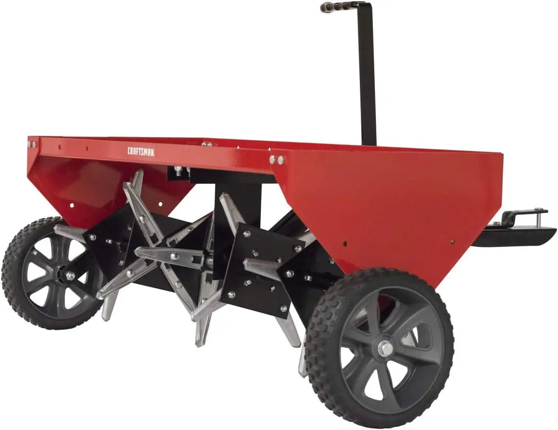 Craftsman 40 Inch Tow Behind Lawn Plug Aerator - 24 Galvanized Steel Coring Points and 140 lb Weight Tray