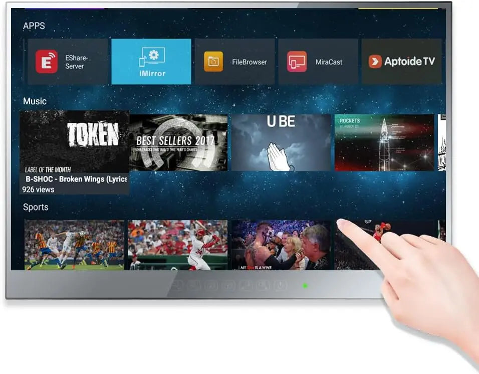 Soulaca 22-Inch Touchscreen Smart Mirror TV for Bathroom - IP65 Waterproof Android Television with WiFi, Bluetooth and ATSC Tuner