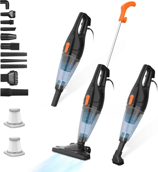 TC-JUNESUN Corded Vacuum Cleaner - 12 in 1 Ultra- Small Vacuum Cleaners for Home Dorm 15KPa Corded Stick Vacuum with HEPA Filter for Home, Car, Carpet