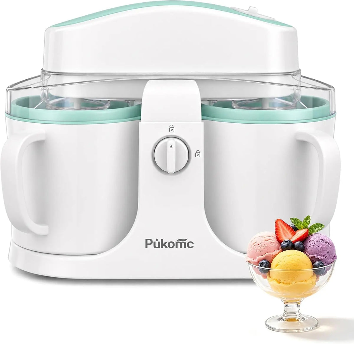 Pukomc Home Swirl Ice Cream Maker Machine with 2 Ice Cream Cup - 0.9 quarts