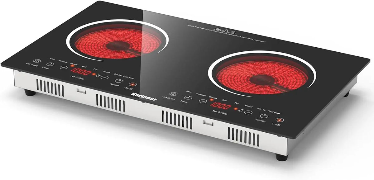 Karinear - 2 Burners Electric Cooktop 110V Countertop Built-in Radiant Stove