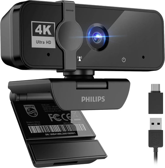 PHILIPS 4K Webcam for Pieces with Microphone - Computer Camera for Meetings