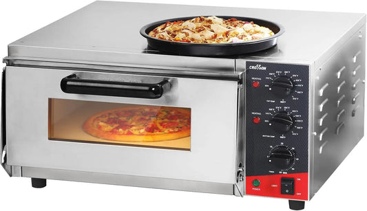 CROSSON ETL listed Commercial 16 Inch Countertop Electric Pizza Oven with pizza stone - Multipurpose Indoor Pizza oven for Restaurant use, 120V/1800W
