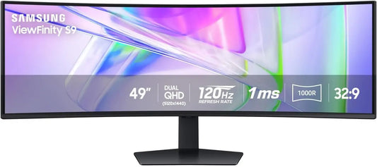Samsung 49 Inch Business Curved Ultrawide Dual QHD Computer Monitor - USB-C, DisplayPort, HDMI, 120Hz, VESA DisplayHDR 400, Built-in Speakers, 2024