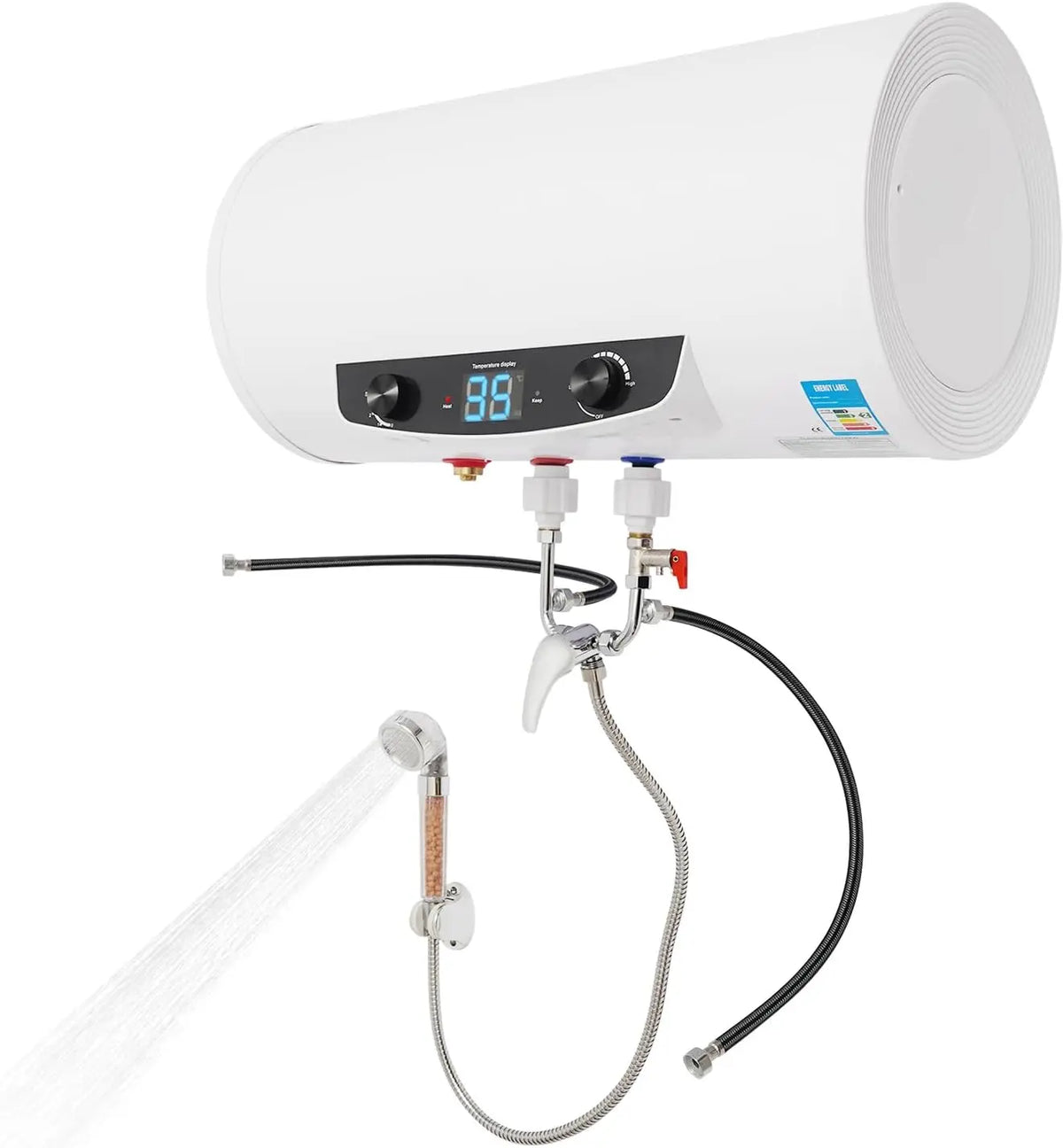 Electric Tank Hot Water Heater 50L/80L/100L/120L 110V 1500W 30-75℃ IPX4 Wall Mounted Quick Heating Tap Shower Water Heater Warmer - 21Gallon/80L