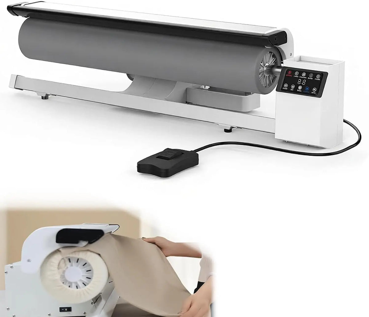 Rotary Steam Roller Ironer - Steam Press Ironing Machine with LED Touch Screen and Foot Pedal, Continuous Steam Output, for Sheets, Pillowcases