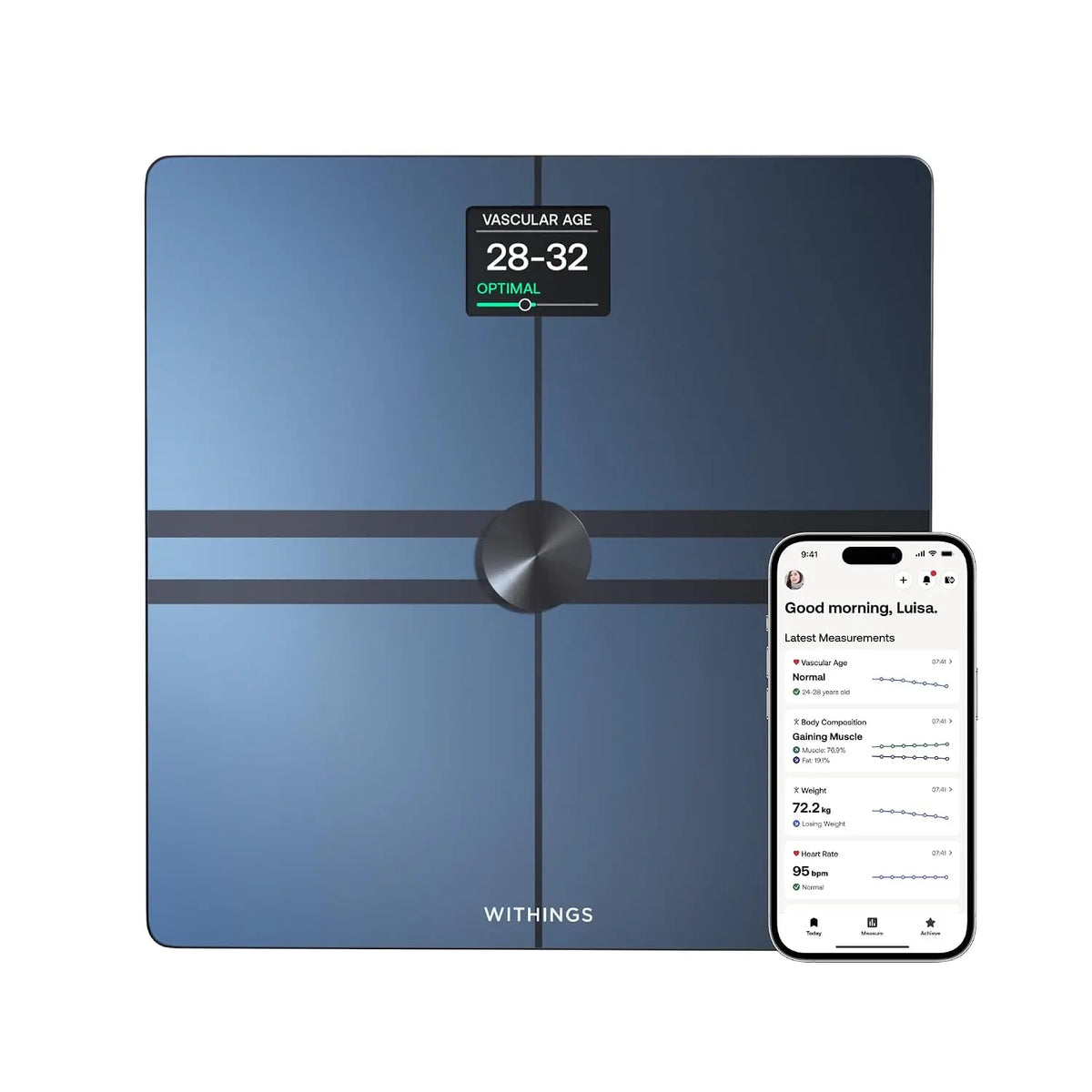 WITHINGS Body Comp - Scale for Body Weight and Complete Body Analysis, Wi-Fi & Bluetooth, Baby Digital Scale, Accurate Visceral Fat, Heart Health