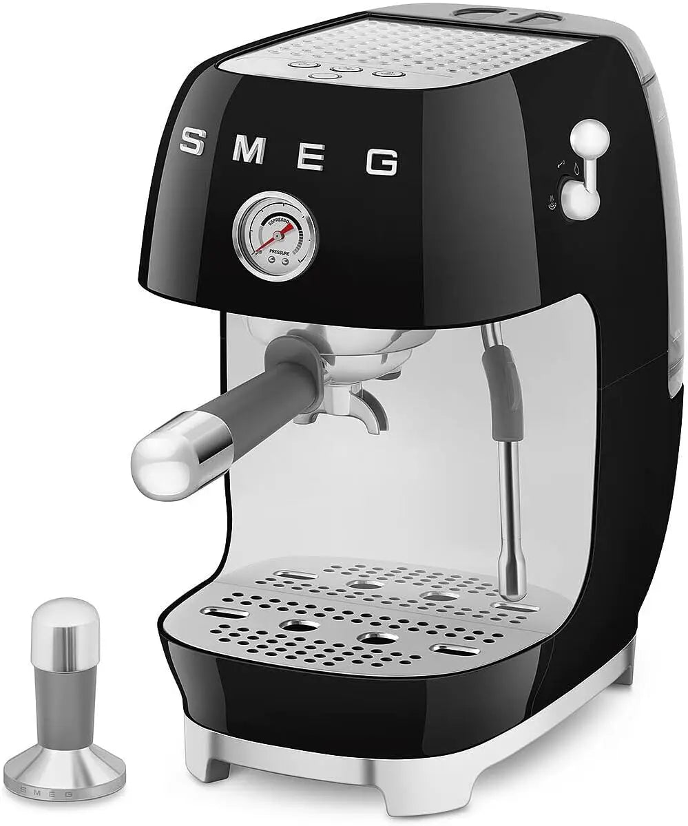 Smeg ECF03 Made in Italy Retro Espresso Machine with Cold Brew - 15 Bar Pump, Thermoblock Heating, Steam Wand, Adjustable Temperature, Black