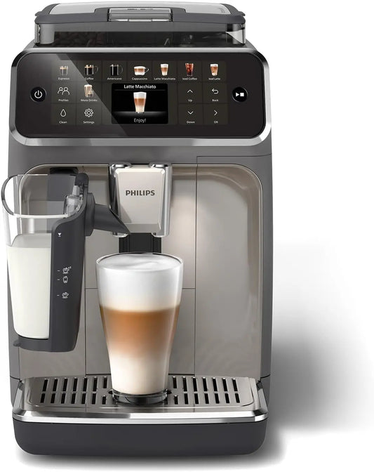 PHILIPS 5500 Series Fully Automatic Espresso Machine - LatteGo Milk System, 20 Coffee Varieties, Intuitive Touch Display, SilentBrew, AquaClean Filter