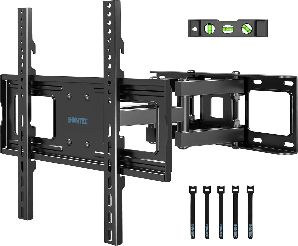 BONTEC Full Motion TV Wall Mountfor 23-70 Inch TVs - Swivel Tilt Dual Arms