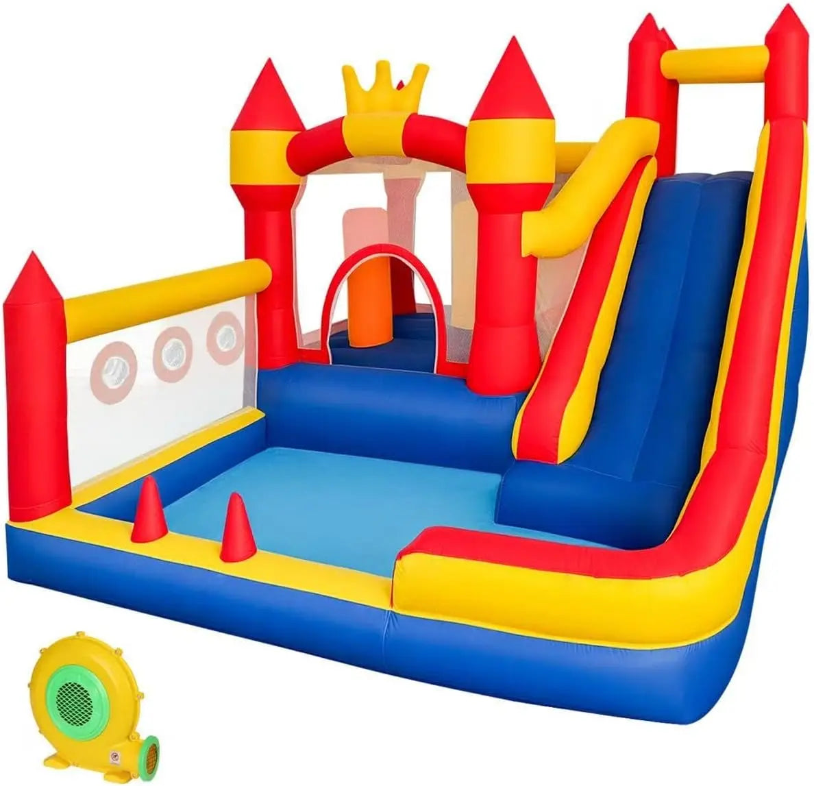 Liaakrr Bounce House - 8-in-1 Bounce House for Kids, Bouncy House with Slide, Climbing Wall, Ball Pit, Obstacles, Trampoline & Basketball Hoop