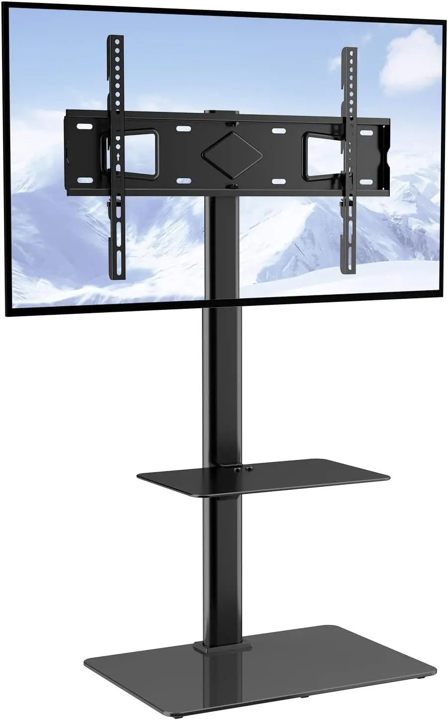 VEVOR TV Stand Mount - Adjustable Swivel Floor Stand for 32-65 Inch TVs, Portable with Tempered Glass Base