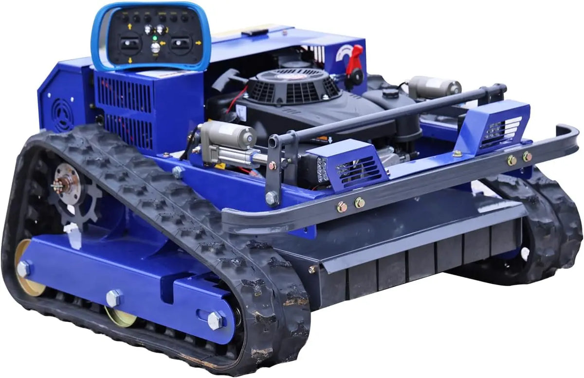 Remote Control Track Lawn Mower-4WD Oil-Electric Hybrid-21.6 Inch Cutting Width-RC Robotic Lawn Mower for 100% Slopes - 45°, with Mowing 1.21 Acres