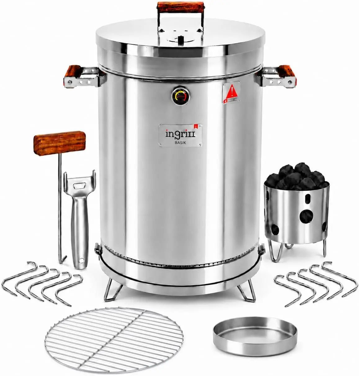 InGrill 3-in-1 Charcoal Barrel Smoker - Grill & Oven, Medium, 25 lb