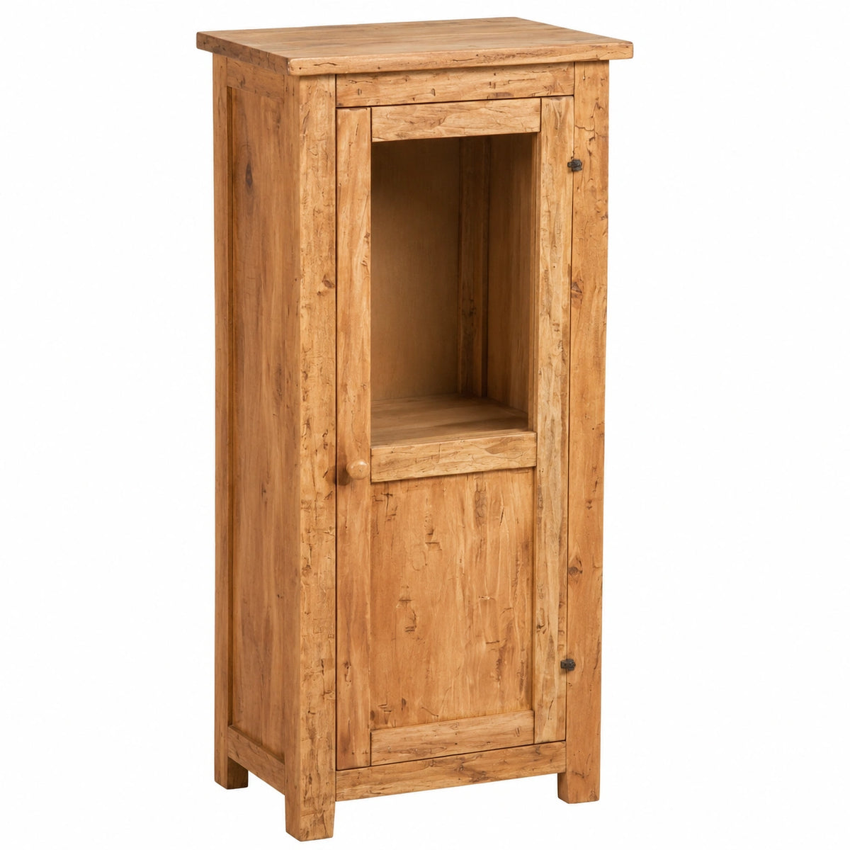 Vetrinetta Country in Legno di Tiglio 40,5x25,5x98,5 cm - Finitura Naturale - Artigianato Italiano