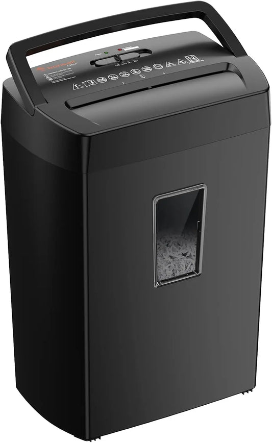 Bonsaii 12-Sheet Cross Cut Paper Shredder - 5.5 Gal Home Office Heavy Duty Shredder for Paper, Credit Card, Mail, Staples, with Transparent Window