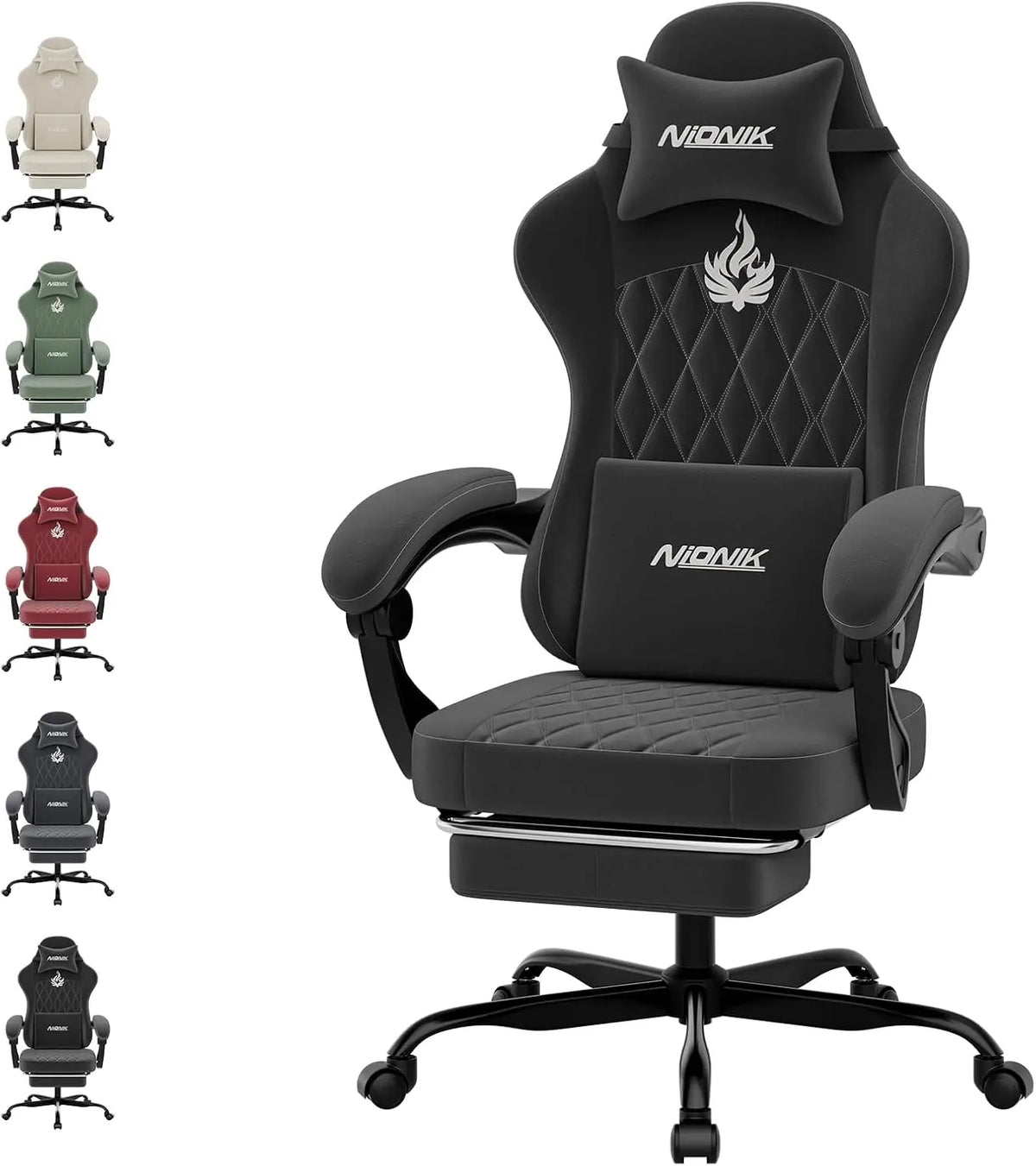 Ergonomic Gaming Chair Video Gamer Chairs Gaming Computer Chairs Gamer Chairs for Adults Massage Lumbar Support Swivel Height Adjustable Headrest