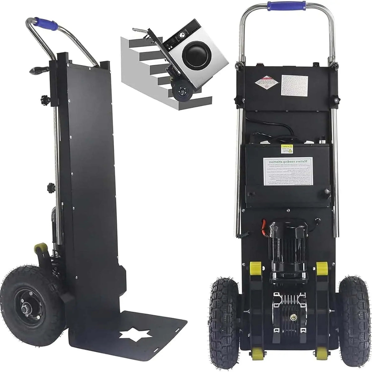 Electric Stair Climber Cart - 1200W Folding Hand Truck with 400 Kg Load Capacity and Removable 48V/36Ah Battery for Easy Transportation