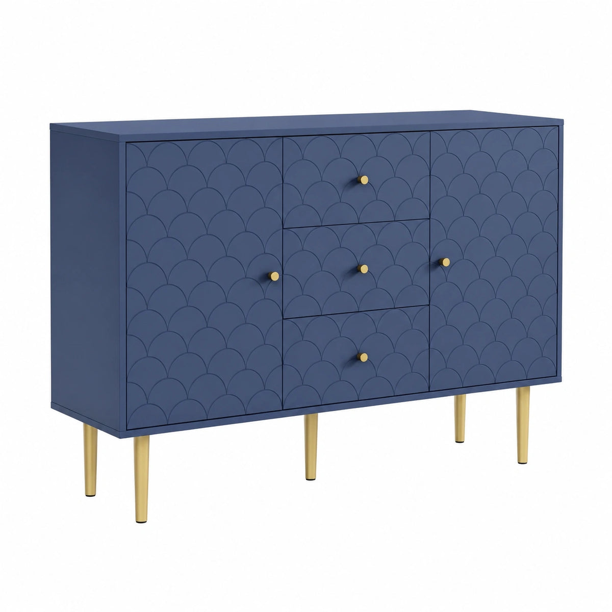 Credenza Moderna Blu Navy 120 cm con Ante e Cassetti, Mobile Cucina e Soggiorno