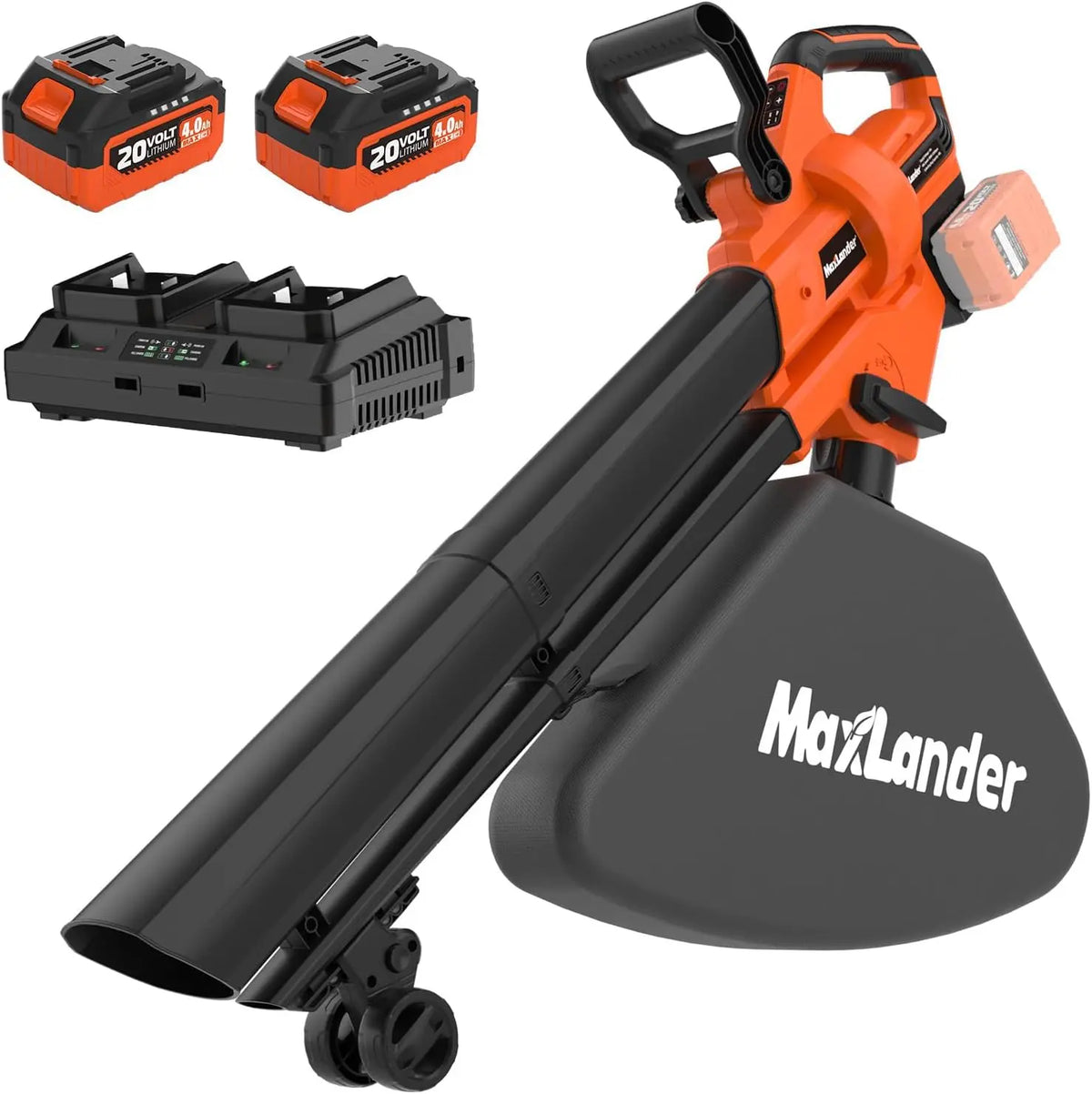 MAXLANDER 40V Cordless Leaf Blower Vacuum Mulcher - Leaf Vacuum with 40L Bag