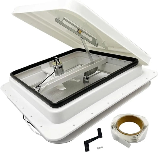 14 Inch RV Roof Vent with 12V Fan - White
