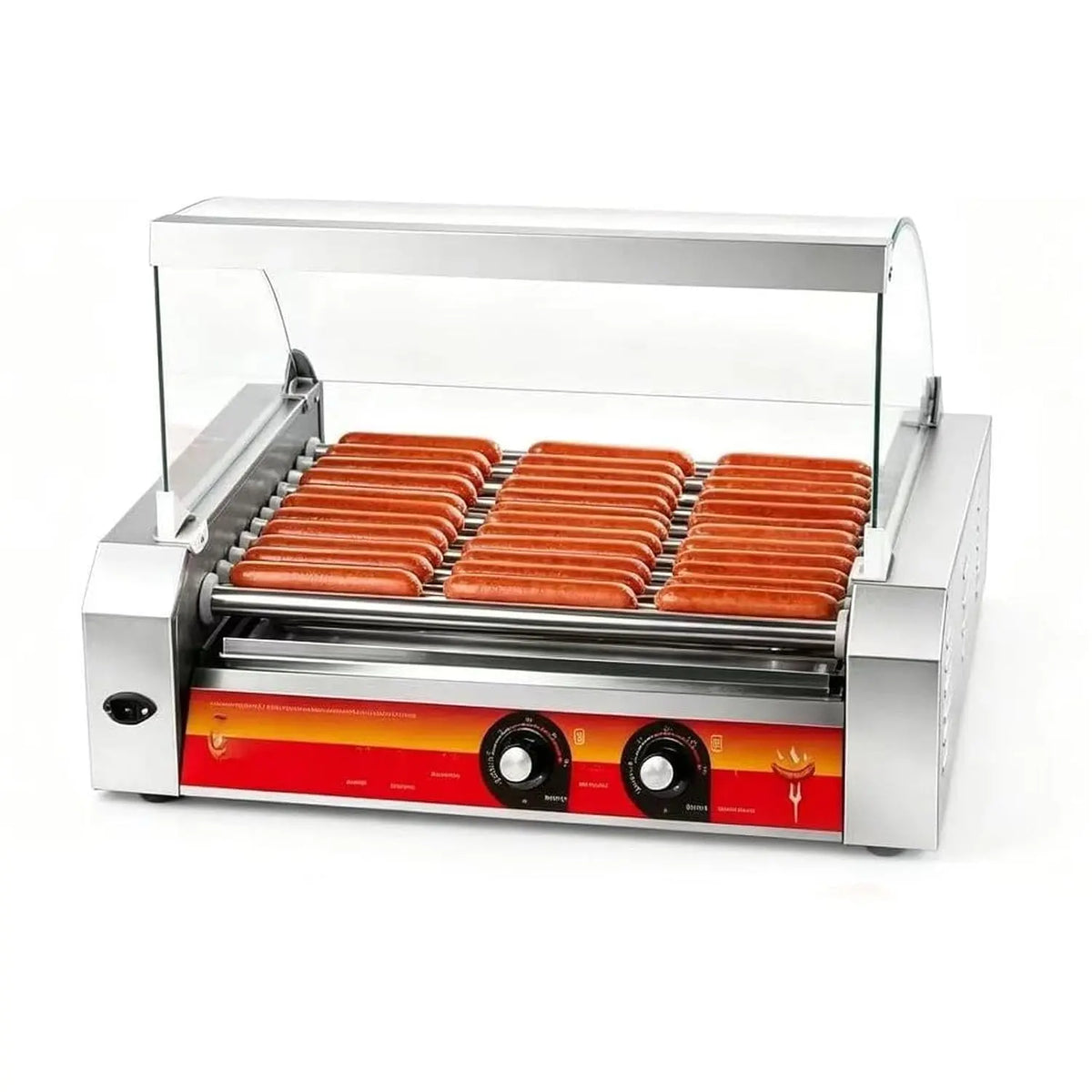 Commercial 11 Rollers Electric Hot Dog Cooker Machine - 30 Hot Dog Max Capacity, 1670W Nonstick Stainless Steel Sausage Maker for Outdoor Events